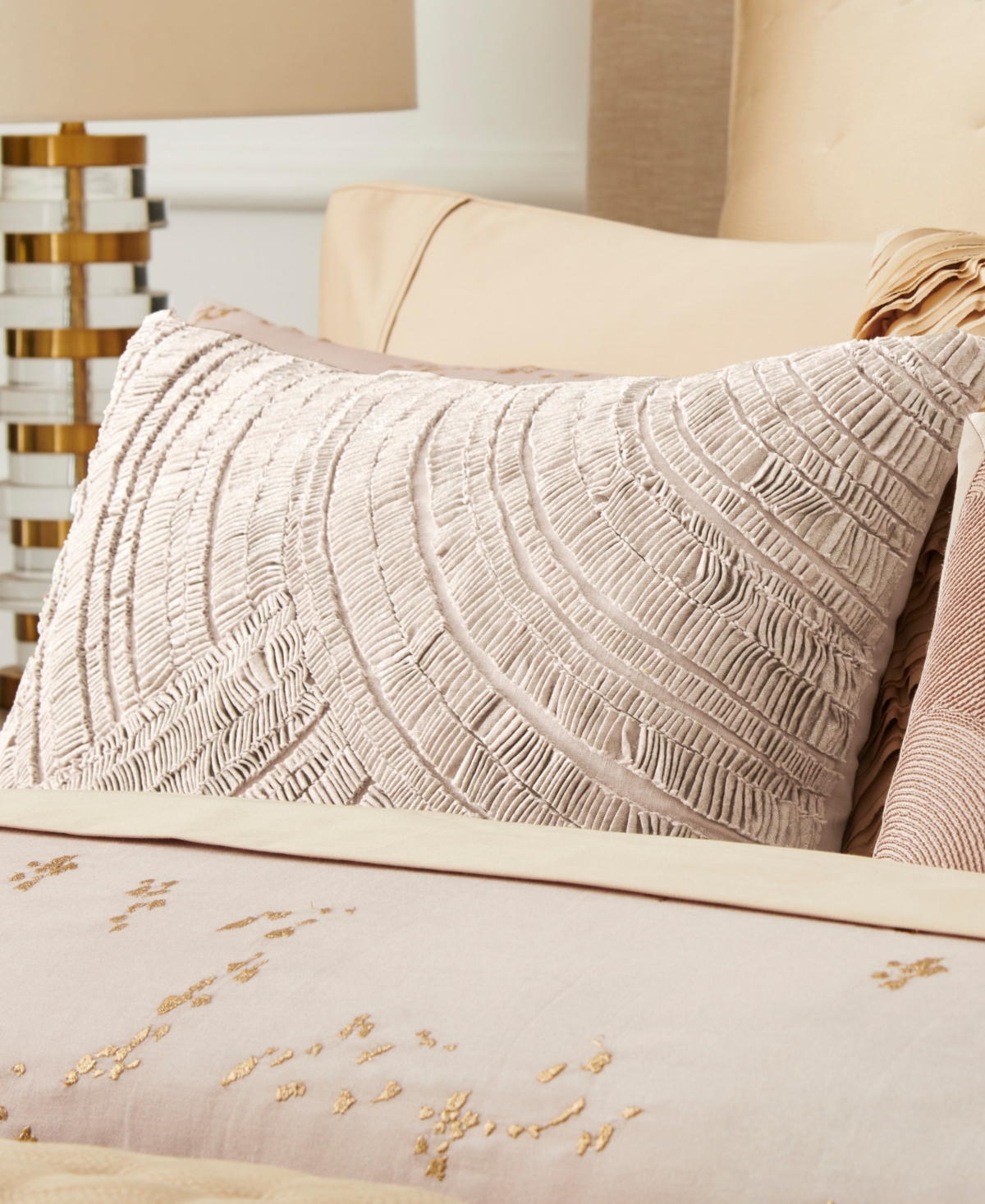 Donna Karan Home Foil Printed and Textured Decorative Pillow, 16" x 20"