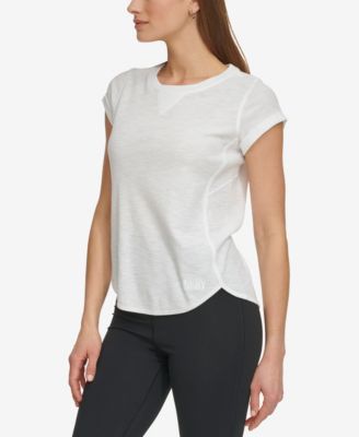 Женский мини-топ с коротким рукавом из вафельной ткани DKNY