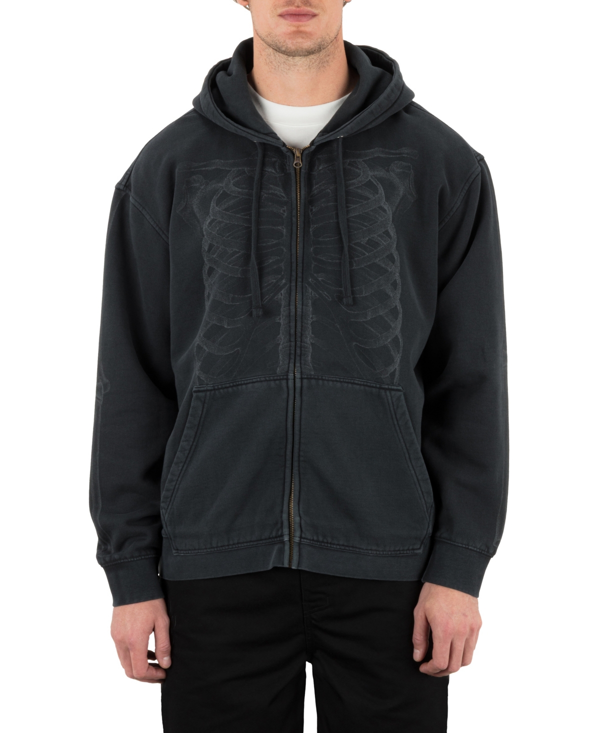 Men's Bones Full Zip Hoodie - Black