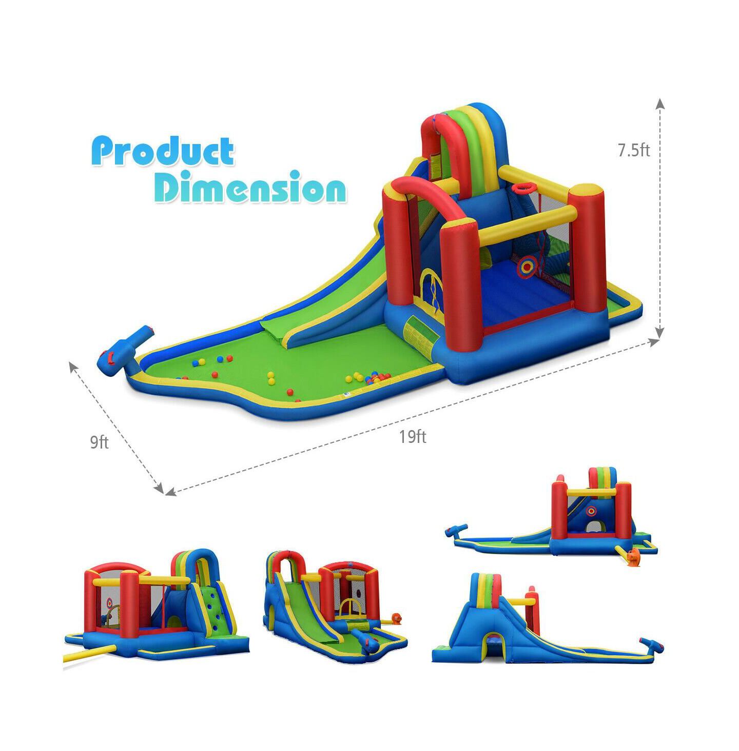 Детская игрушка Mecale Bounce House Castle 9-in-1 Inflatable with Water Slide, Accommodates 4 Kids, Ages 3-10, цвет: Зелёный — фото 4