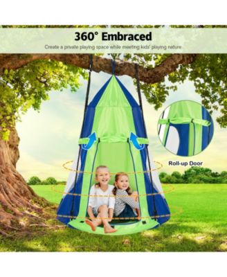 2-in-1 40 Inch Kids Hanging Chair Detachable Swing Tent