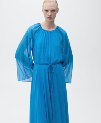 Women's Flared-Sleeve Pleated Dress