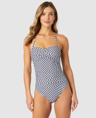 Anne Cole - Women's Abstract Dot Twist-Front Bandeau One-Piece Swimsuit