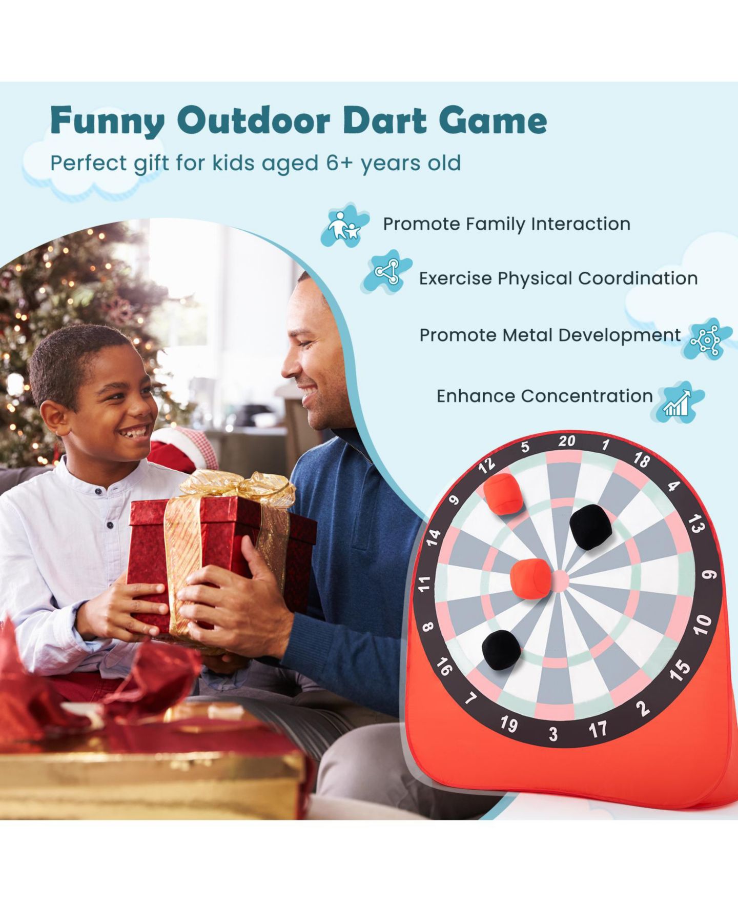 Детская игрушка Mecale Large Soccer Dartboard with 4 Kick Balls, 57"L x 52"W x 64"H, Ages 6+, цвет: Красный — фото 7