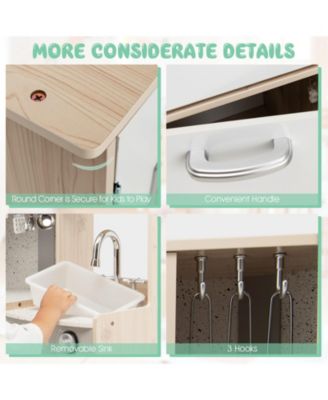 Kids Corner Wooden Kitchen Playset with Cookware Accessories