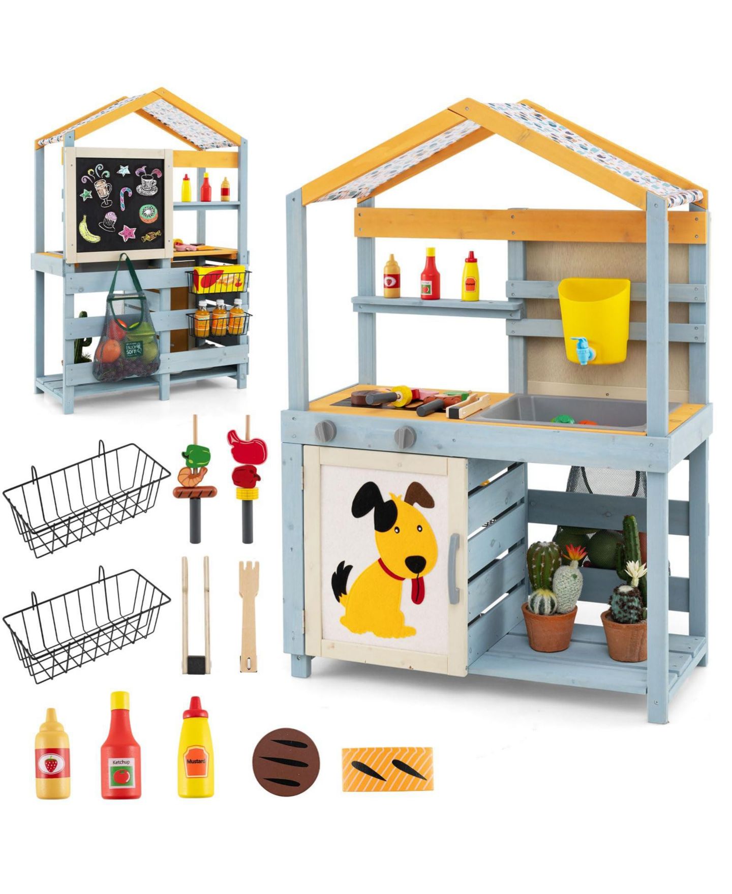 Детский игровой набор Mecale Double-Sided Mud Kitchen 2-in-1 Playset, Ages 3+, цвет: Серый — фото 1