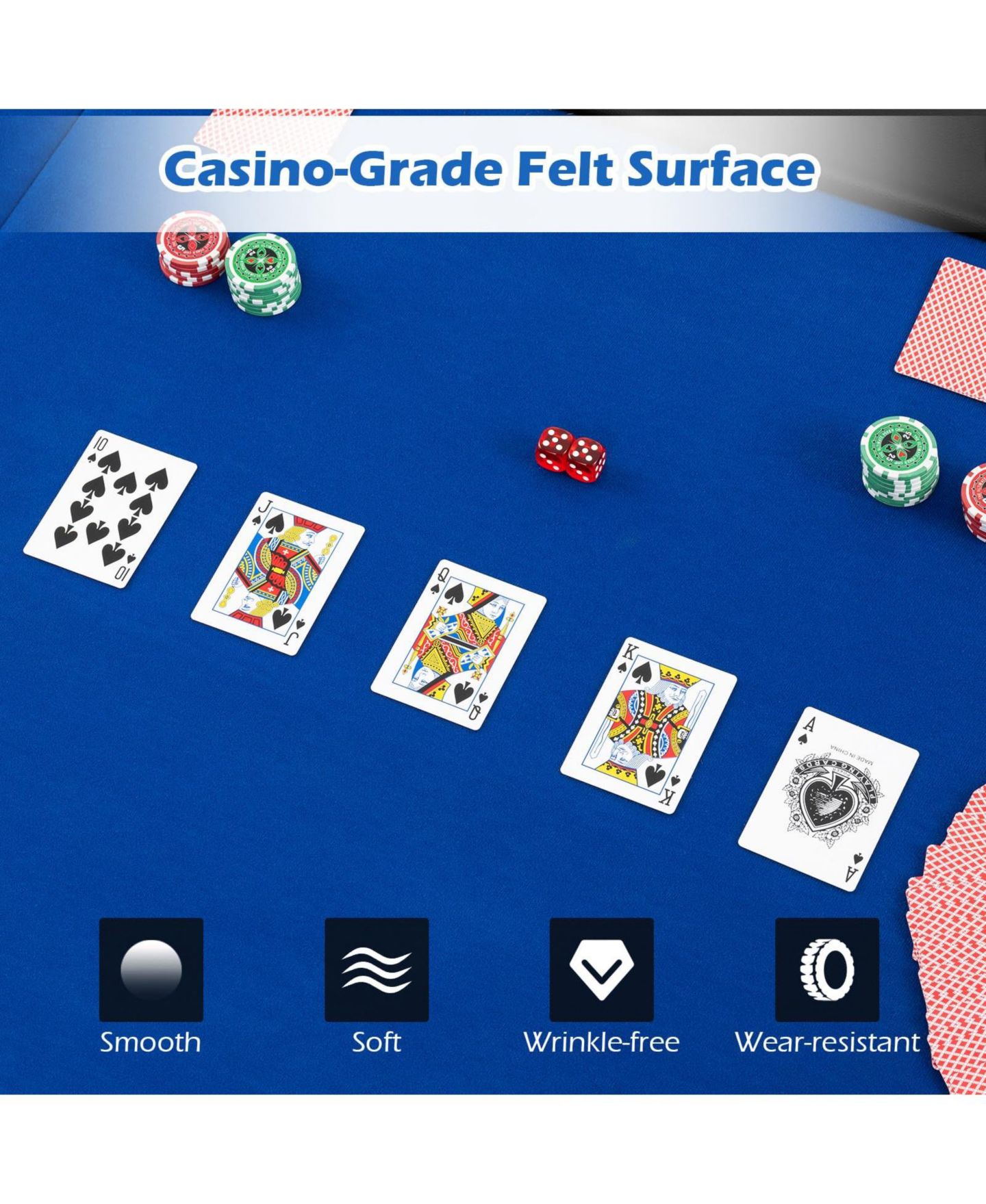 Детские игрушки Mecale 84" x 42" 10-Player Foldable Padded Poker Table Top, Ages 14+, цвет: Синий — фото 8