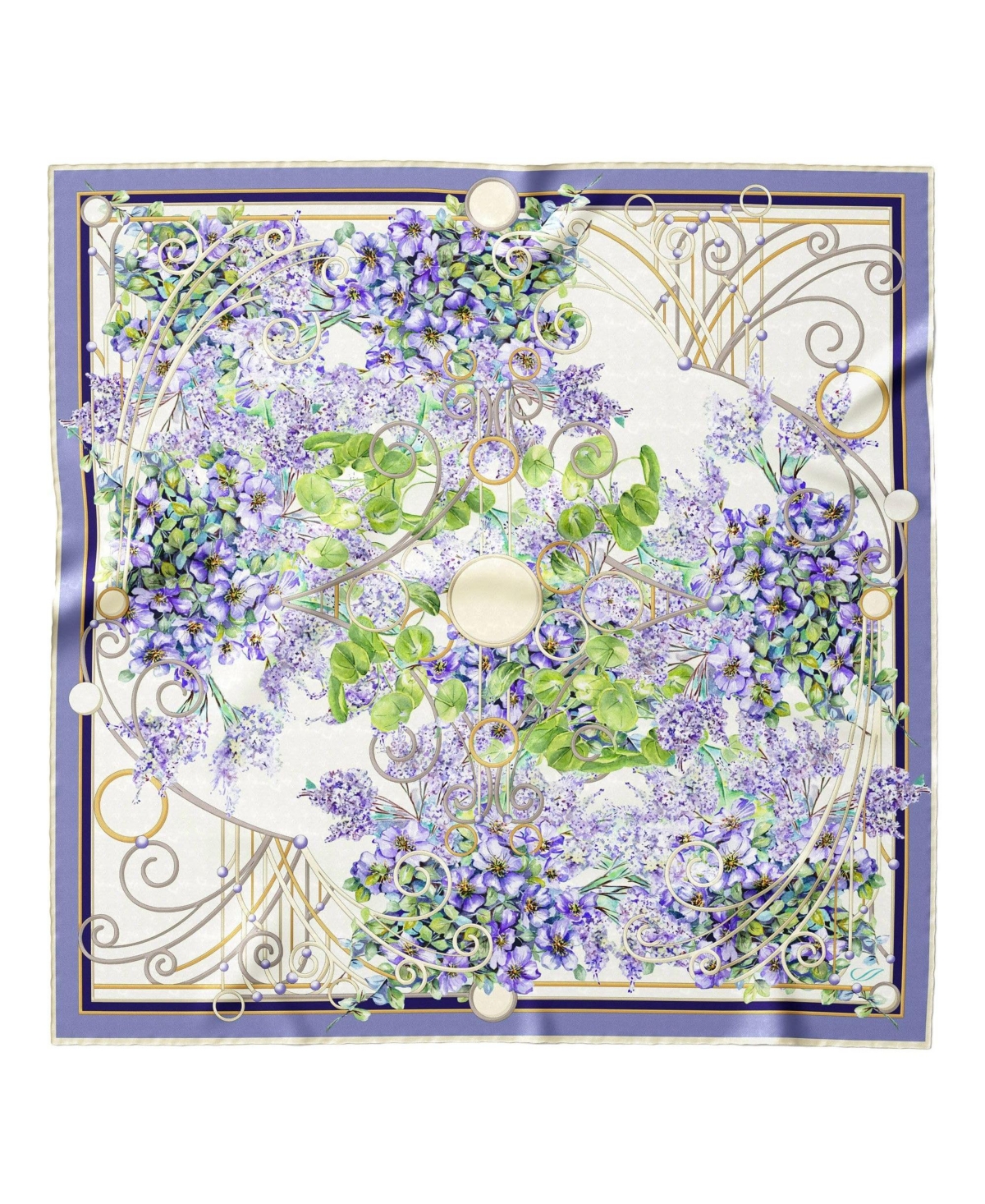Lilac Garden - Hand Rolled Silk Foulard for Women - Purple