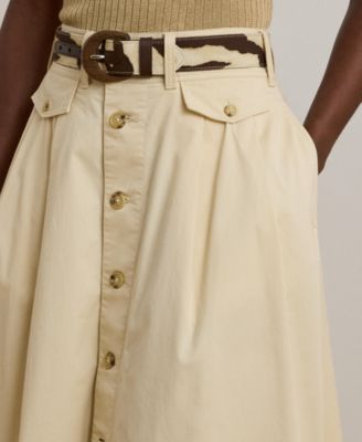 Women's Button-Front Micro-Sanded Twill Skirt