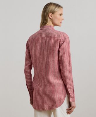 Women's Relaxed-Fit Striped Linen Shirt, P/XS-3X