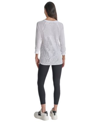 Women's Mini Slub Waffle Three Quarter Sleeve T-Shirt