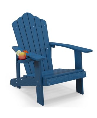 HIPS Outdoor Weather Resistant Slatted Adirondack Chair with Cup Holder