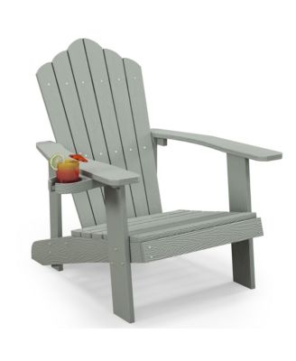 HIPS Outdoor Weather Resistant Slatted Adirondack Chair with Cup Holder