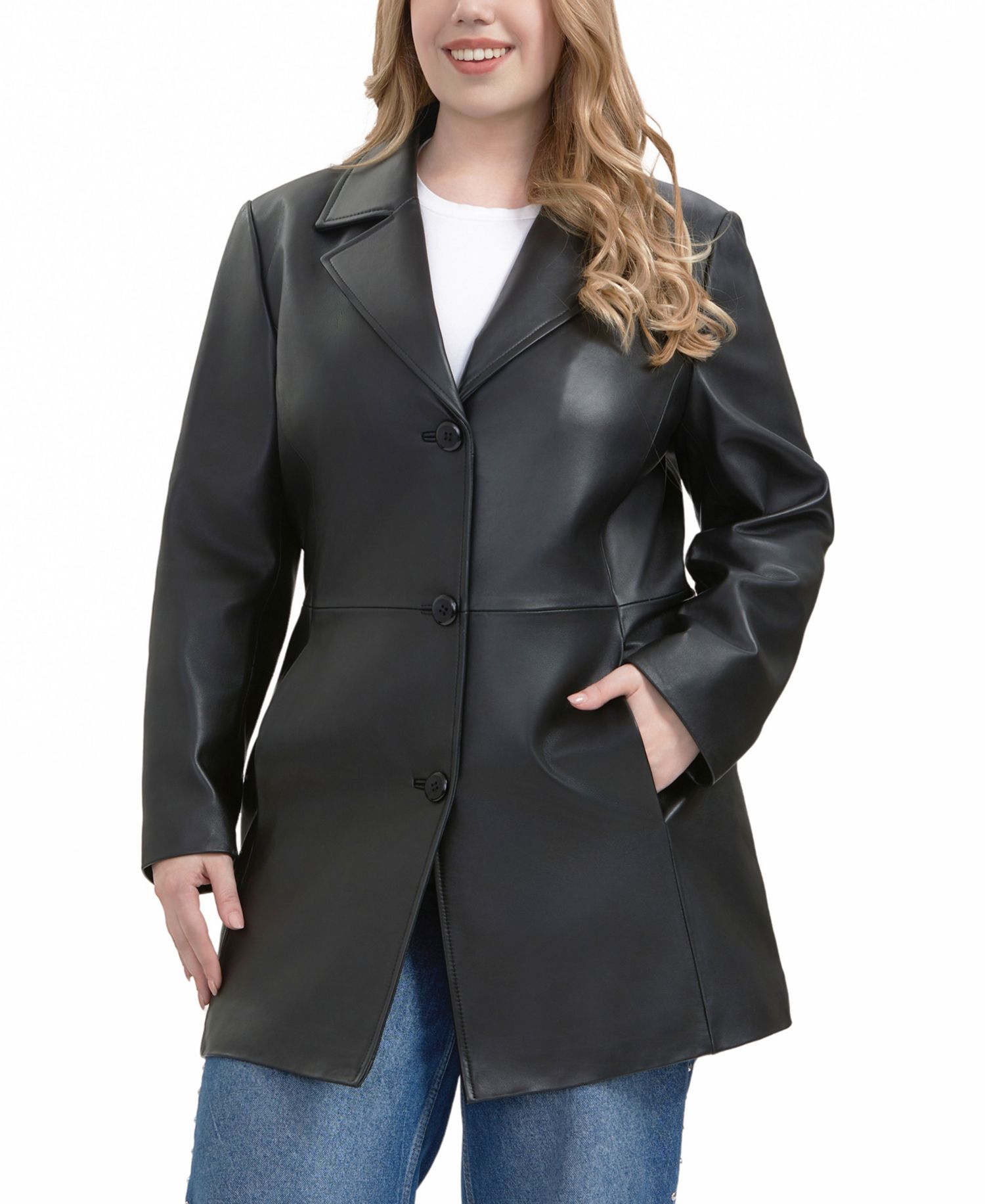 Plus Size Irina Leather Coat
