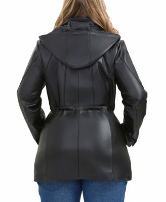 BGSD Plus Size Elena Leather Parka Coat - Macy's