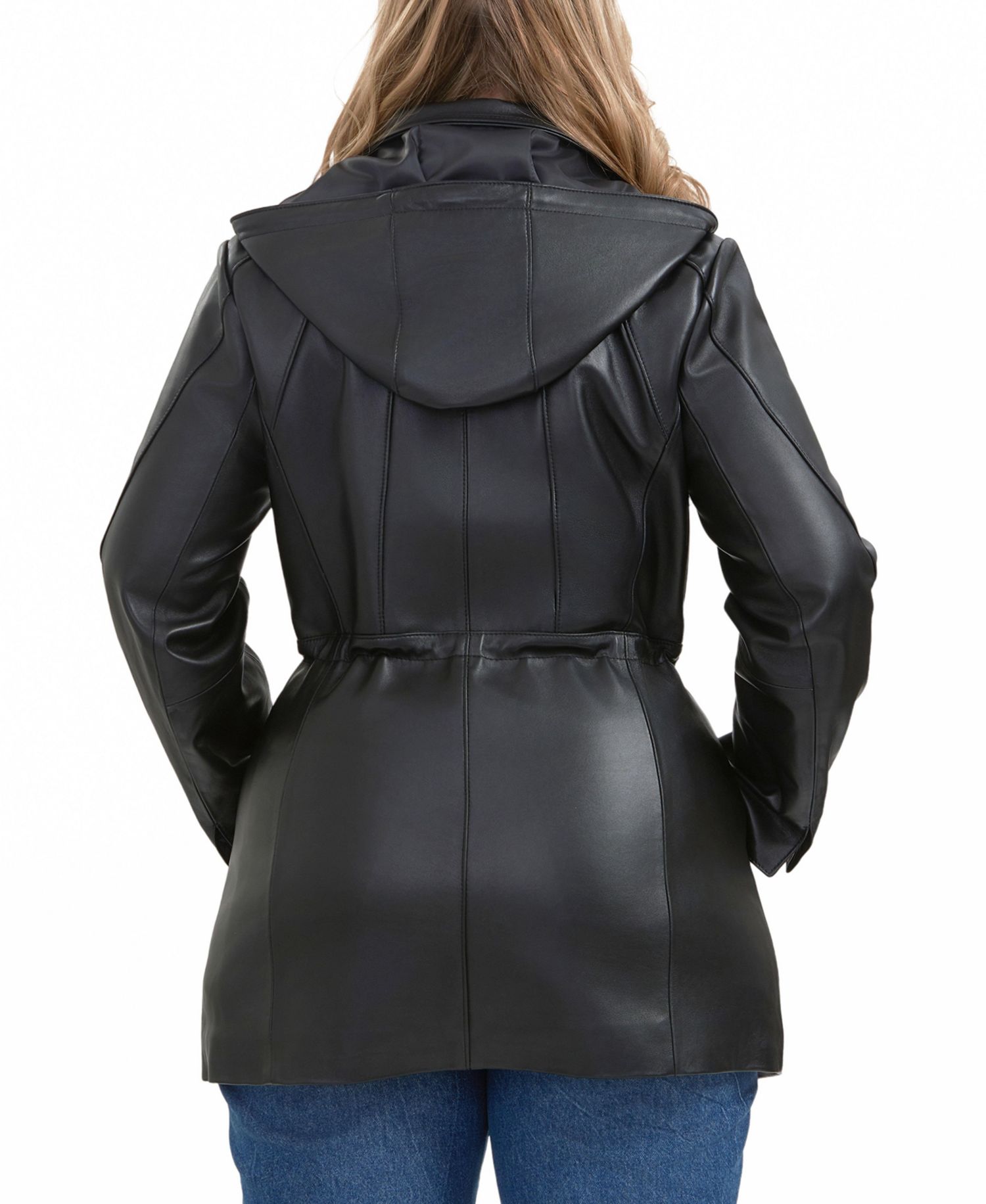 Plus Size Elena Leather Parka Coat
