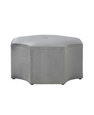 Velvet Tufted Octagonal Ottoman for Coffee Table and Modern Home Styling