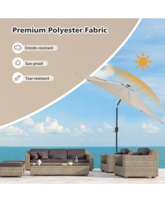 10FT Solar Patio Umbrella 112 LED Lighted Umbrella Outdoor Table Market Umbrella