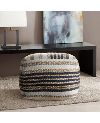 18" Tan Jute Ottoman