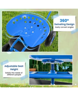 Extendable Handle Garden Cart Rolling Wagon Scooter-Blue