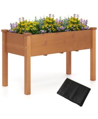 Raised Garden Bed with Legs and Drainage Holes for Backyard-Brown