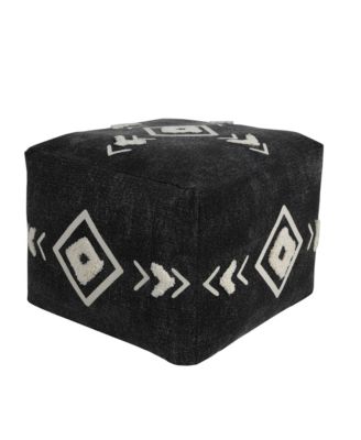 18" Black 100% Cotton Ottoman