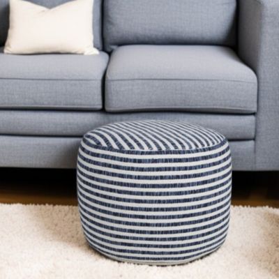 Upholstered Cotton Ottoman for Bedroom Accent and Lounge Seating