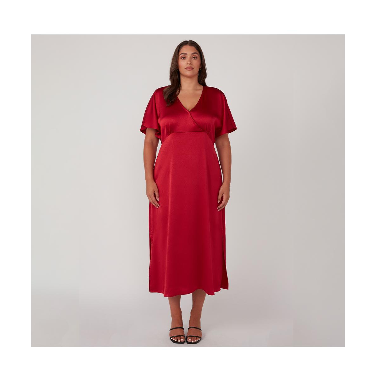 Artemis Satin Midi Dress - Crimson