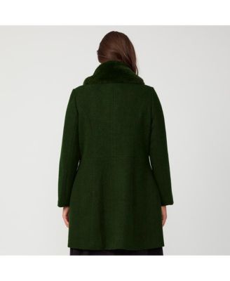 Plus Size Grammys Green Olive Fur Collar Coat