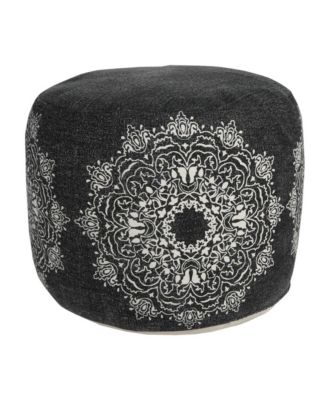 18" Black 100% Cotton Ottoman