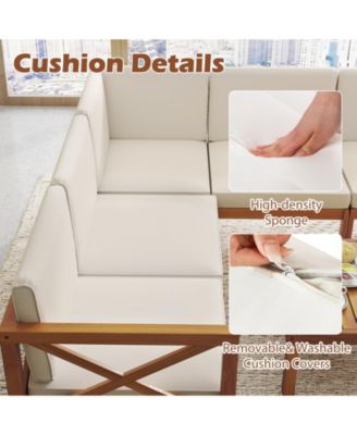 Outdoor 6 Pieces Acacia Wood Patio Sectional Furniture Set