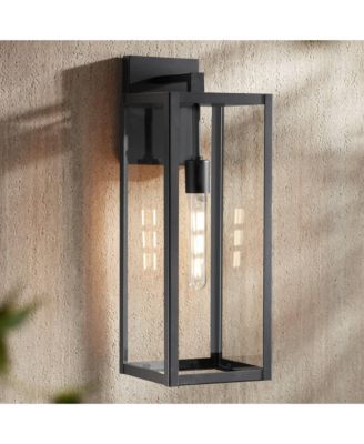 Titan Modern Outdoor Wall Light Fixtures Set of 2 Mystic Black Rectangular Frame 20" Clear Glass for Post Exterior Barn