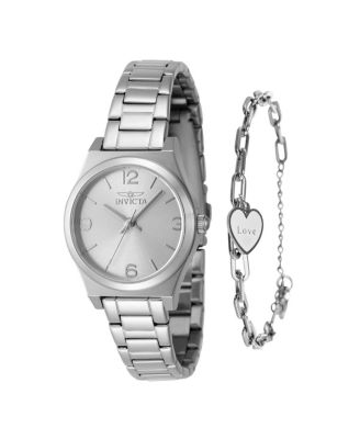 Женские часы Invicta 48246 Angel Quartz с серебряным циферблатом и 3 стрелками.