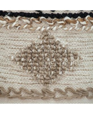 Jute Round Abstract Ottoman for Living Room and Bedroom Seating