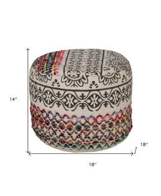 Upholstered Cotton Blend Ottoman for Footrest and Accent Furniture