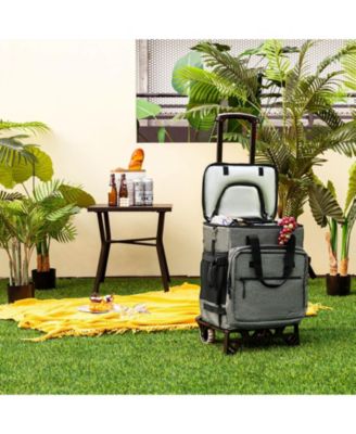 50-Can Large Leakproof Rolling Cooler with Detachable Bottom Plate