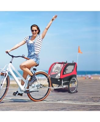 Dog Bike Trailer Foldable Pet Cart with 3 Entrances for Travel