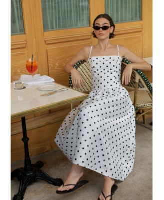 Women's Strappy Polka Dot Midi Dress
