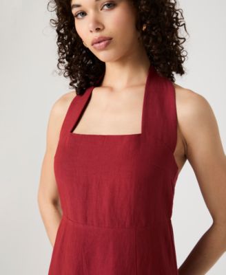 Women's Birdie Linen-Blend Halter-Neck Midi Dress