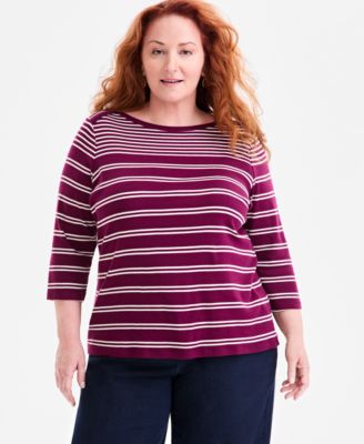 Style & Co - Plus Size Cotton Boat-Neck Top