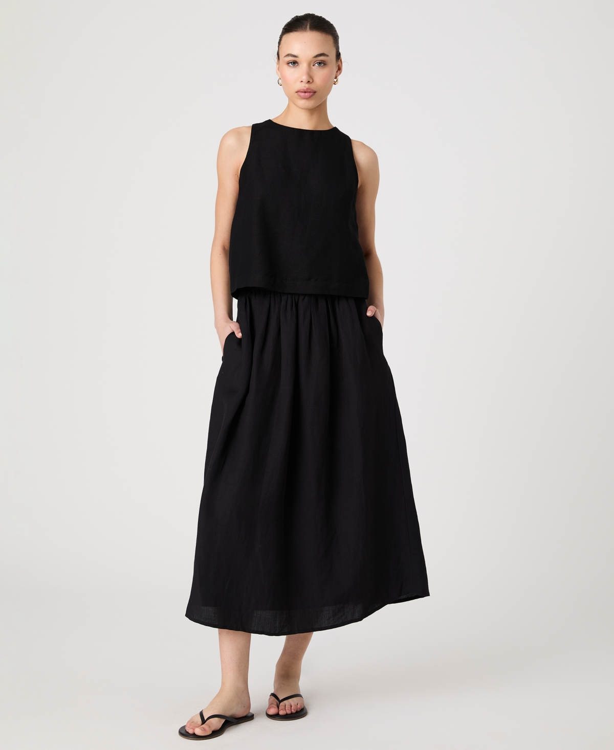 Shop French Connection Women's Birdie Linen-blend Midi Skirt