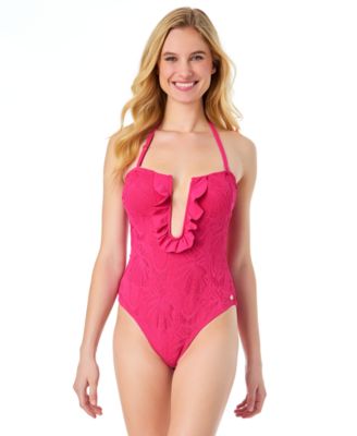 Women's La Vie A La Mer Textured Bandeau One Piece Swimsuit 