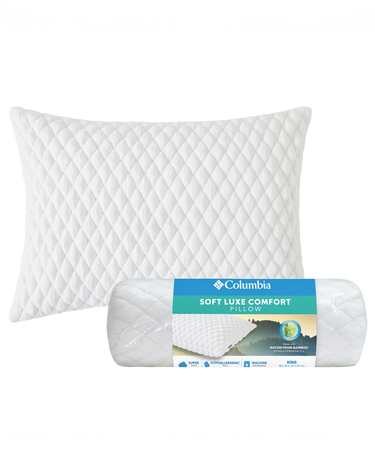 COLUMBIA SOFT LUXE COMFORT PILLOW, STANDARD/QUEEN 