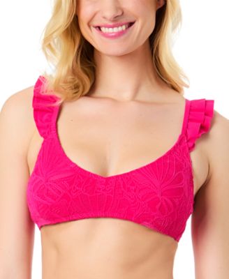 Women's La Vie A La Mer Textured Ruffle Strap Bikini Top