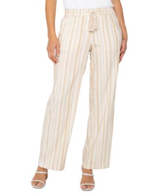Petite Stripe Drawstring Wide-Leg Pants