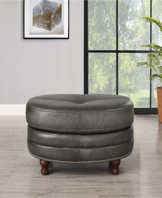 Belfast 42" Top Grain Leather Oval Ottoman
