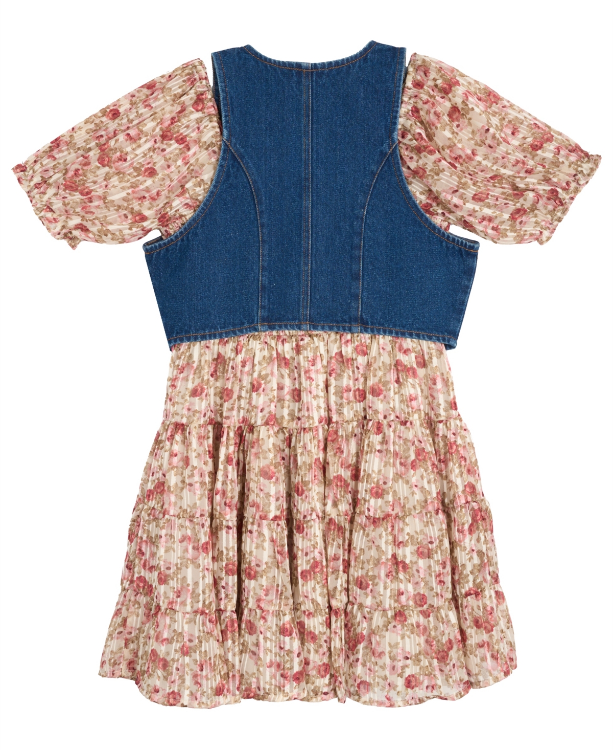 Rare Editions Big Girls 2-Piece Lurex Chiffon With Denim Vest and Dress Set