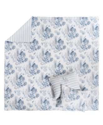 Coral Landing Reversible 3-Pc. Quilt Set, Full/Queen