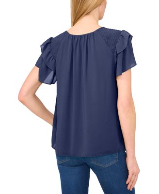 Women's Tie-Neck Tiered-Ruffle-Sleeve Blouse