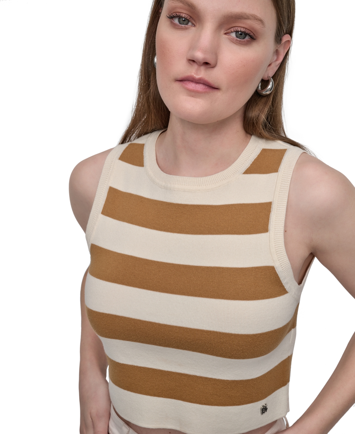 DKNY JEANS WOMEN'S CROPPED SLEEVELESS SWEATER 